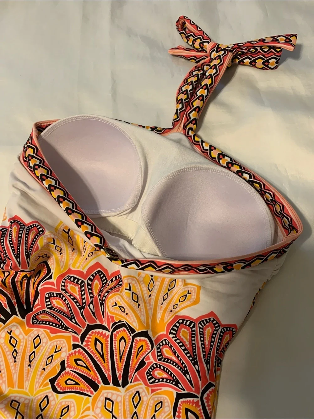 Jantzen One-Piece Halter Swimsuit in abstract geometric floral  -  size 12